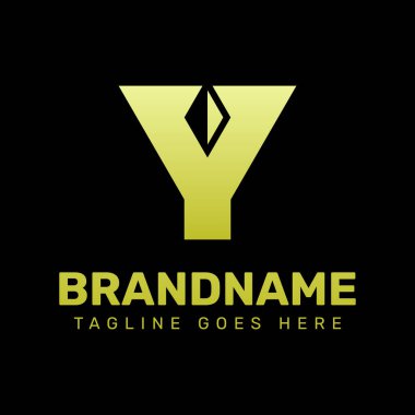 Y harfi elmas logosu, lüks markalar, üst düzey mücevher şirketleri veya premium hizmetler için.