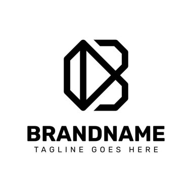 B harfi elmas logosu, lüks markalar, üst düzey mücevher şirketleri ya da prim hizmetleri için.