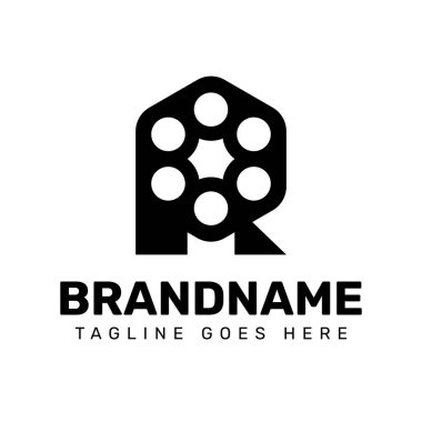 R harfi film kovan logosu, hikaye anlatmayı, yaratıcılığı ve işbirliğini sembolize eder