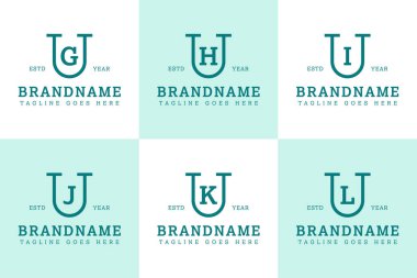 Harfler UG UH UI UJ UK UL Monogram Serif Logosu, GU HU IU JU KU LU harfleriyle iş yapmak için