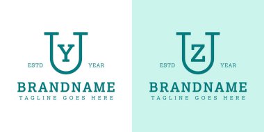 YU ZU harfleriyle iş yapmak için UY UZ Monogram Serif Logosu