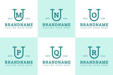 UM BM UO UP UQ UR Monogram Serif Logo, MU OU PU QU RU baş harfleriyle iş yapmak için
