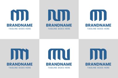 NM ve MN Monogram Logo Set harfleri, MN veya NM baş harfleri olan her iş için uygundur