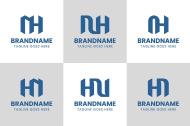 NH ve HN Monogram harfleri logo seti, HN veya NH harfleriyle başlayan her iş için uygundur