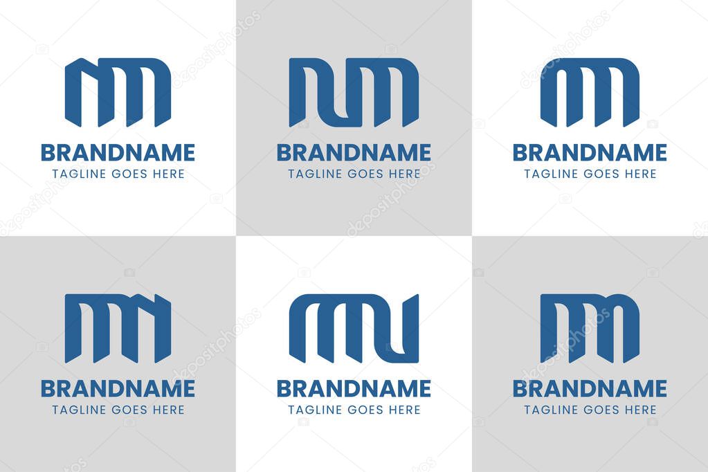 Letters NM and MN Monogram Logo Set, suitable for any business with MN or NM initials