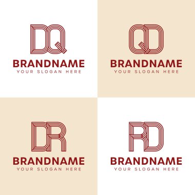 Harfler DQ QD DR RD Monogram Logo Set, DQ QD RD baş harfleri ile iş için