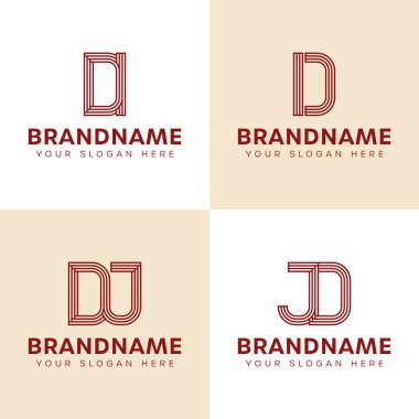 DI Kimlik DJ JD Monogram Logo Set, DI ID JD baş harfleriyle iş için