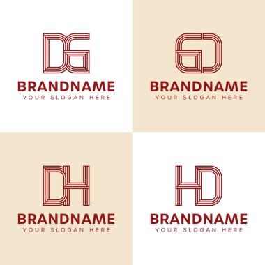 Harfler DG GD DH HD Monogram Logo Set, DG DD DH baş harfleri ile iş için