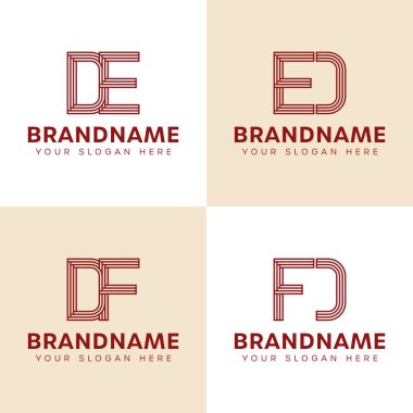 DE ED DFD Monogram Logosu, DE ED DFD baş harfleri ile iş için ayarlandı