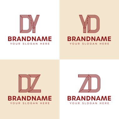 DY YD DZ ZD Monogram Logosu, DY YD DZ ZD baş harfleriyle iş yapmak için ayarlandı