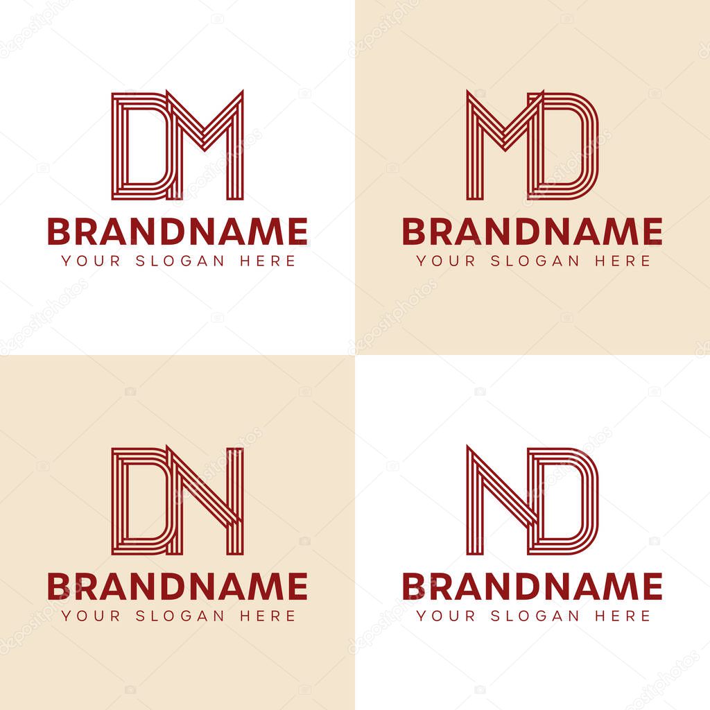 Letters DM MD DN ND Monogram Logo Set, for business with DM MD DN ND initials