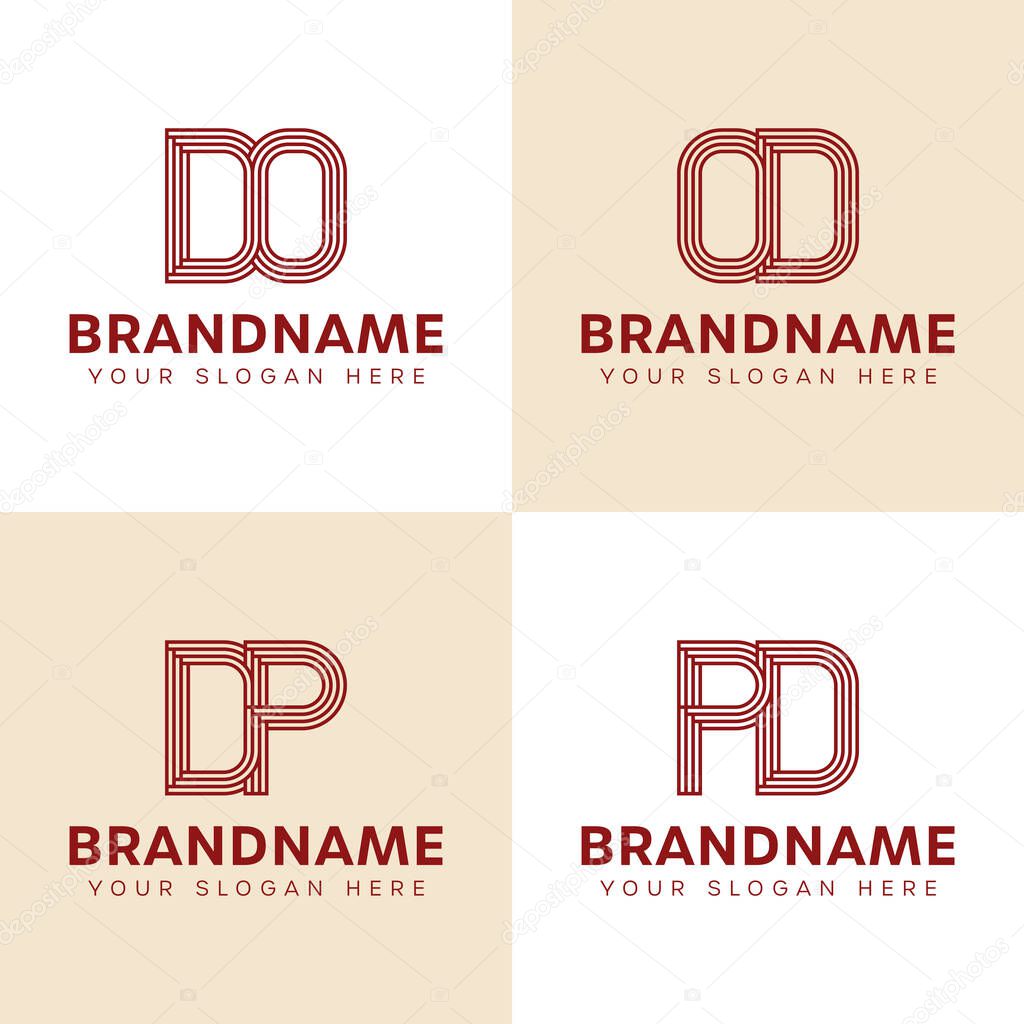 Letters DO OD DP PD Monogram Logo Set, for business with DO OD DP PD initials