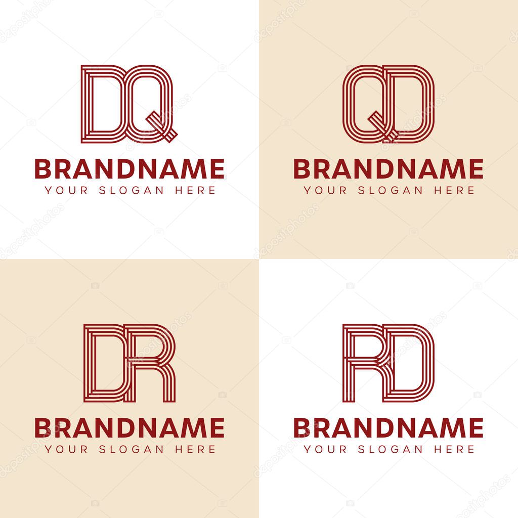 Letters DQ QD DR RD Monogram Logo Set, for business with DQ QD DR RD initials