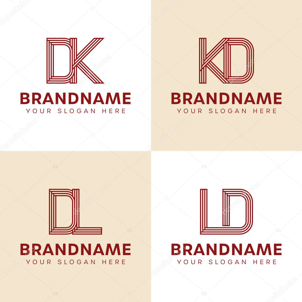 Letters DK KD DL LD Monogram Logo Set, for business with DK KD DL LD initials