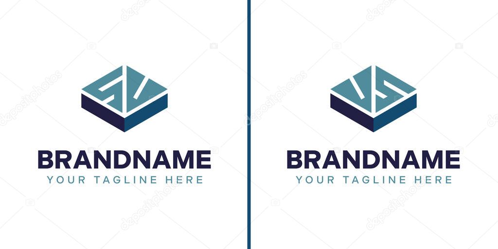 Letters SV and VS Box Logo, symbolizing strength, stability, and precision