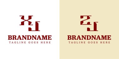 XJ ZJ Monogram Logo Set Harfleri, XJ JJ ZJ baş harfleri ile iş yapmak için