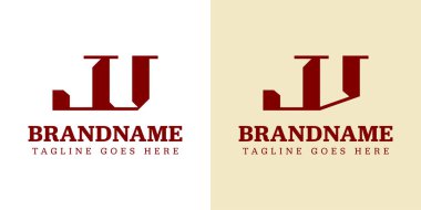JU JV Monogram Logo Set Harfleri, JU UJ JV baş harfleri ile iş için