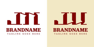 JM JW Monogram Logo Set Harfleri, JM MJ JW baş harfleri ile iş için