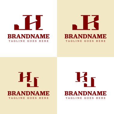 Harfler JH HJ JK KJ Monogram Logo Set, JH HJ JJ baş harfleri ile iş için