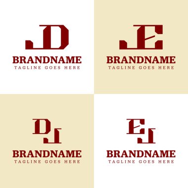 Harfler JD DJ JE EJ Monogram Logo Set, JD DJ JEJ baş harfleriyle iş yapmak için
