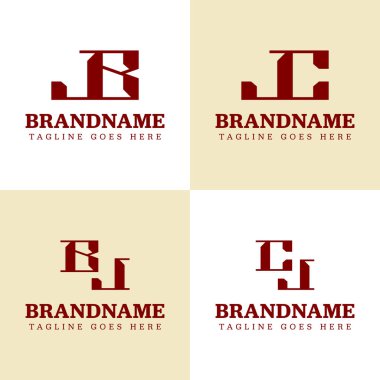 Harfler JB BJ JJ CJ Monogram Logo Set, iş için JB BJ JC CJ baş harfleriyle