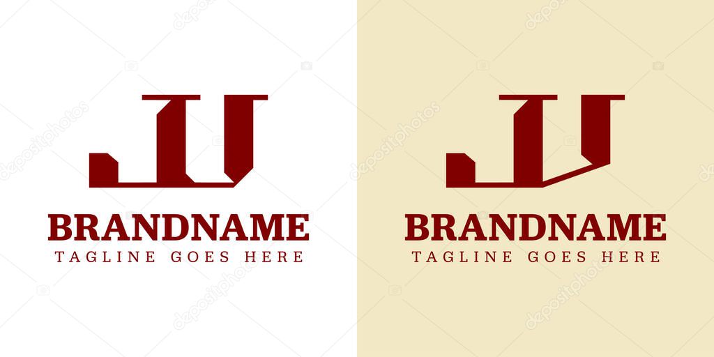 Letters JU JV Monogram Logo Set, for business with JU UJ JV VJ initials