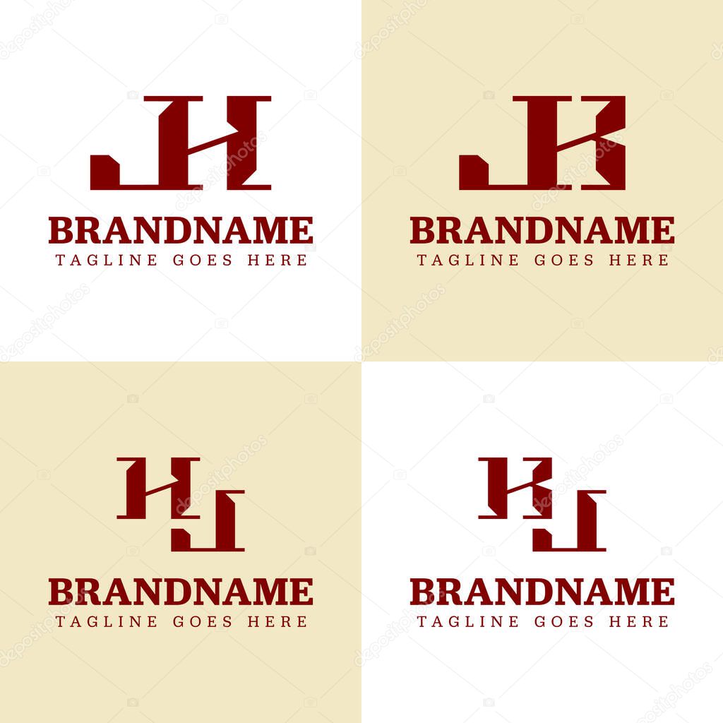Letters JH HJ JK KJ Monogram Logo Set, for business with JH HJ JK KJ initials