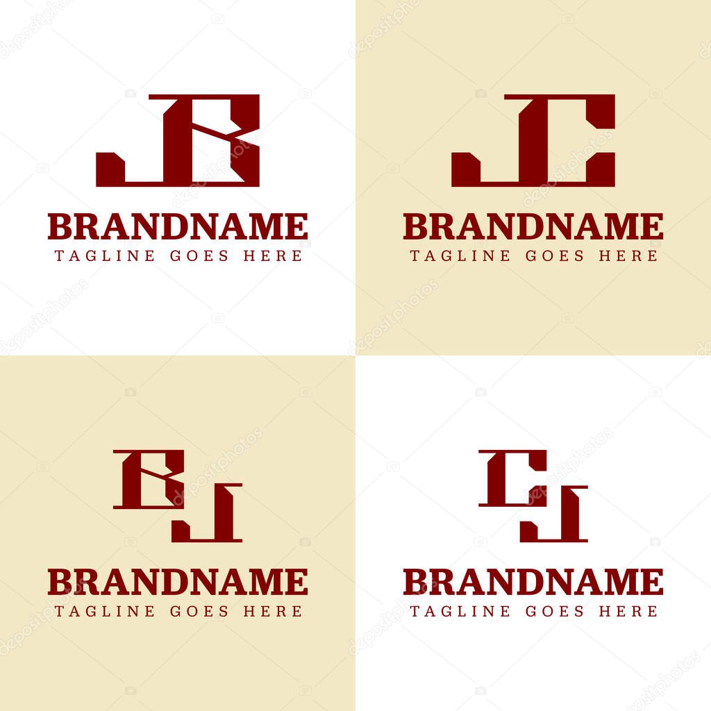 Letters JB BJ JC CJ Monogram Logo Set, for business with JB BJ JC CJ initials