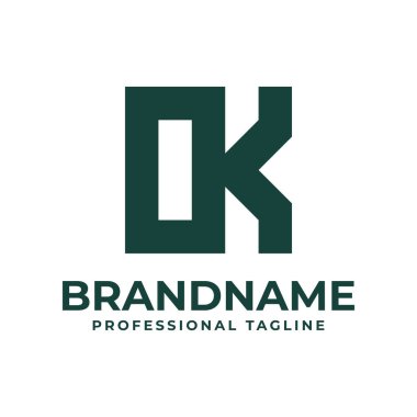 Harfler Tamam Monogram Logosu, OK veya KO baş harfleri olan her iş için uygundur