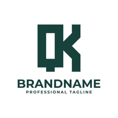 QK Monogram Logosu Harfleri, QK veya KQ baş harfleri olan her iş için uygundur