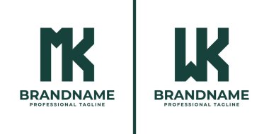 MK ve WK Monogram Logosu harfleri, MK KM WK kW baş harfleri olan her iş için uygundur