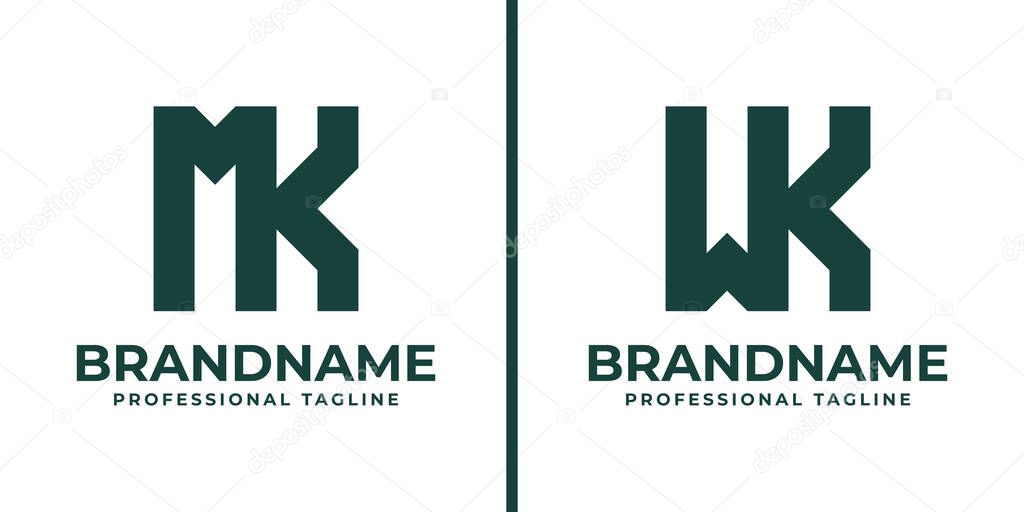 Letters MK and WK Monogram Logo, suitable for any business with MK KM WK kW initials