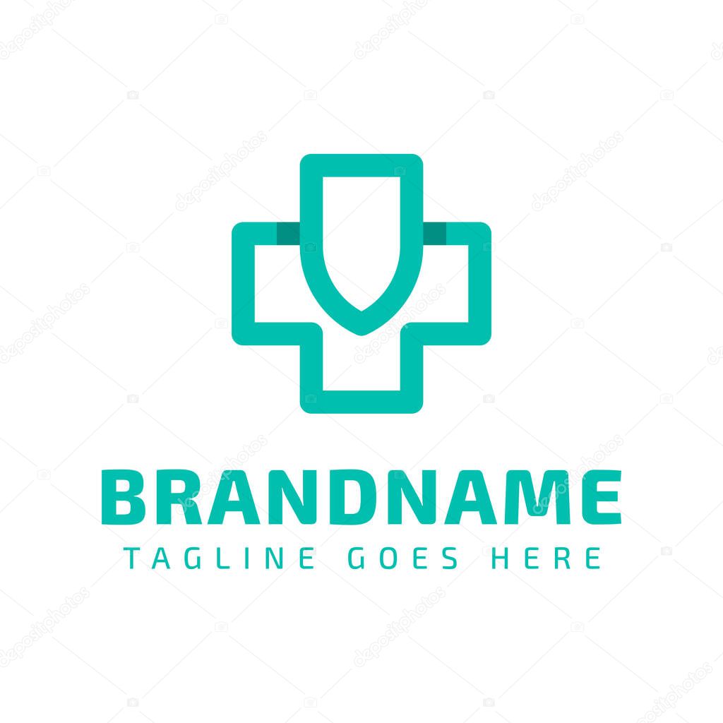 Medical Cross Shield Logo, symbolizing protection, safety, and trusted healthcare