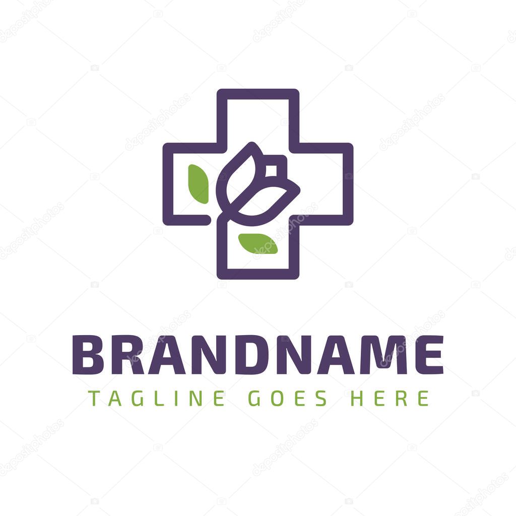 Medical Cross Tulip Modern Logo, symbolizing care, growth, and compassionate healthcare