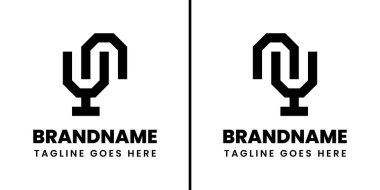 Harfler YN ve NY Geometrik Monogram Logosu, herhangi bir marka için uygun NY veya YN baş harfleri