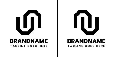BM ve NU Geometrik Monogram Logosu, NU veya BM baş harfleri olan her marka için uygun