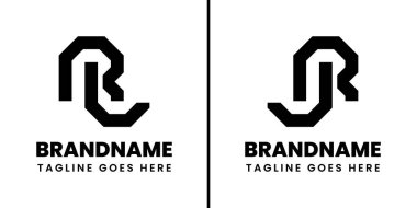 RL ve JR Geometrik Monogram Logosu harfleri, RL RJ JR baş harfleri olan her marka için uygundur.