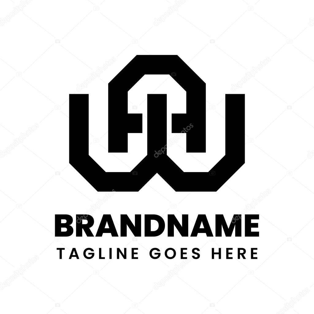 Letters WA Geometric Monogram Logo, suitable for any brand with WA or AW initials
