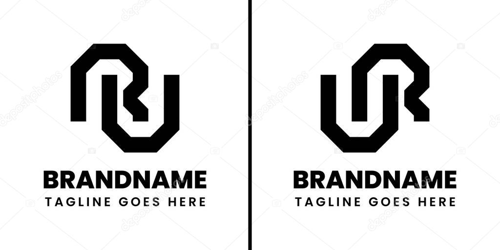 Letters RU and UR Geometric Monogram Logo, suitable for any brand with RU or UR initials