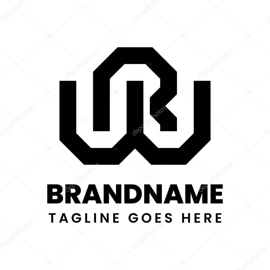 Letters WR Geometric Monogram Logo, suitable for any brand with WR or RW initials