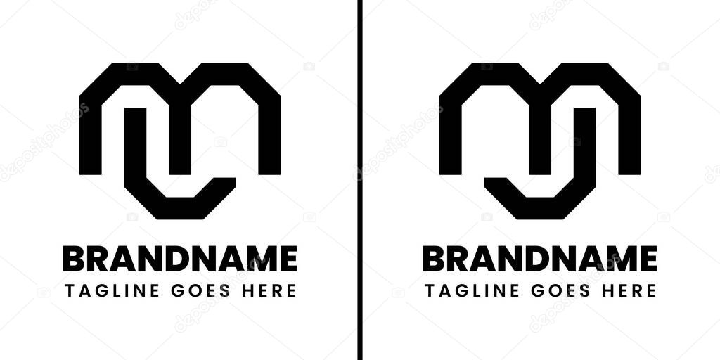 Letters ML and MJ Geometric Monogram Logo, suitable for any brand with ML LM MJ JM initials