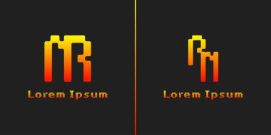 NR ve RN Piksel Monogram Logosu harfleri, NR veya RN harfleriyle başlayan her iş için uygundur.