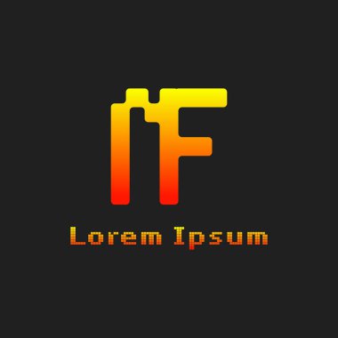 NF Piksel Monogram Logosu Harfleri, NF veya FN baş harfleri olan her iş için uygundur