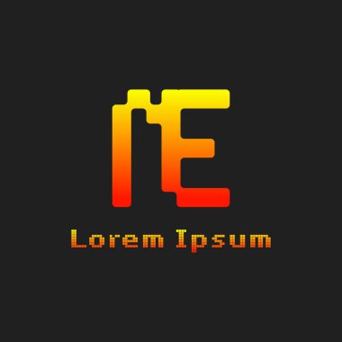 NE Piksel Monogram Logosu, NE veya EN harfleriyle başlayan her iş için uygundur.
