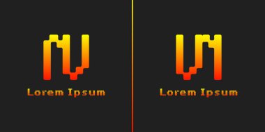 NV ve VN Piksel Monogram harfleri, NV veya VN baş harfleri olan her iş için uygundur.