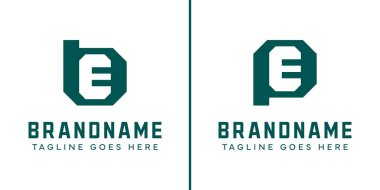 BE ve PE Monogram Logo Set harfleri, BE EB PE baş harfleri ile her iş için uygundur