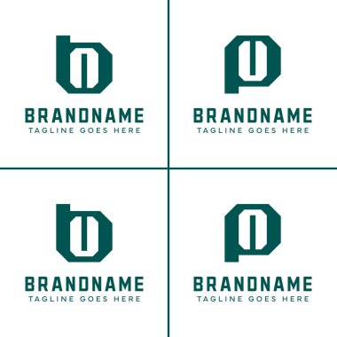 Harfler BN BU PU PU Monogram Logo Set, NB UB GN UP baş harfleri olan her iş için uygundur