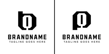 Harfler BQ ve PQ Monogram Logo Set, BQ QB PQ QP baş harfleri ile her iş için uygundur