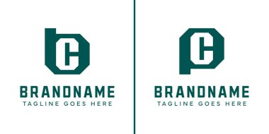 BC ve PC Monogram Logo Set harfleri, BC CB PC baş harfleri ile herhangi bir iş için uygundur