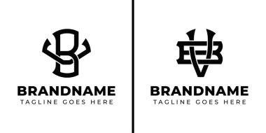Harfler BV ve VB Monogram Logosu, VB veya BV harfleri ile iş için uygun